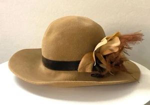 Brown Suede Hat with Brown Flower - Picture 1 of 6