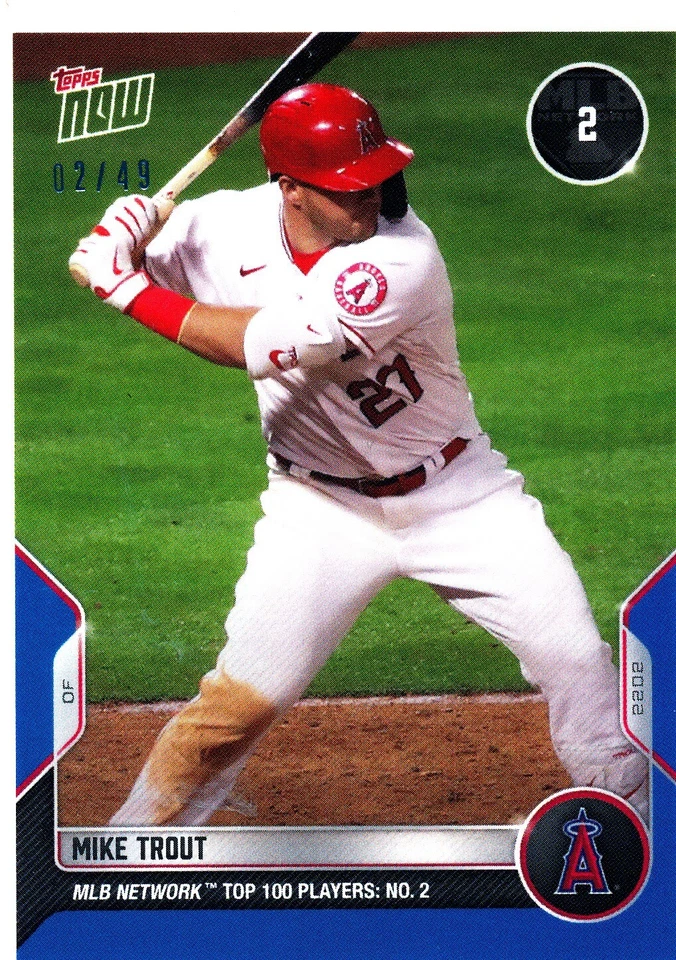 MIKE TROUT 2022 Topps Now MLB Network Top 100 BLUE PARALLEL #d 2/49 Angels - Image 1 of 1