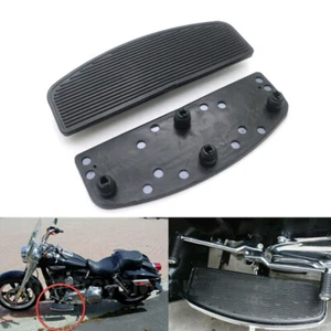 Pair Black Front Rubber Rider Insert Footboards Footpeg Footrest Pad For Harley - Picture 1 of 6