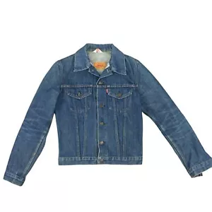 VTG GENUINE 1970s LEVIS RED TAB 70505 TYPE 3 TRUCKER DENIM JACKET XS 34” - Picture 1 of 8