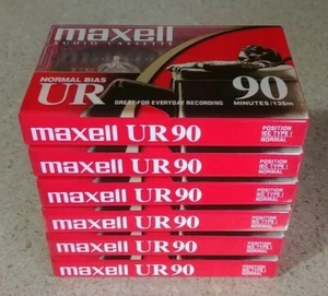 6-Pack Maxell UR 90 Minute Blank Audio Cassette Tapes Normal Bias NEW - Picture 1 of 1