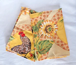 Set of 2 Audrey "Rooster Plate" Kitchen Towels Preowned Very Good #LBasket - Picture 1 of 7