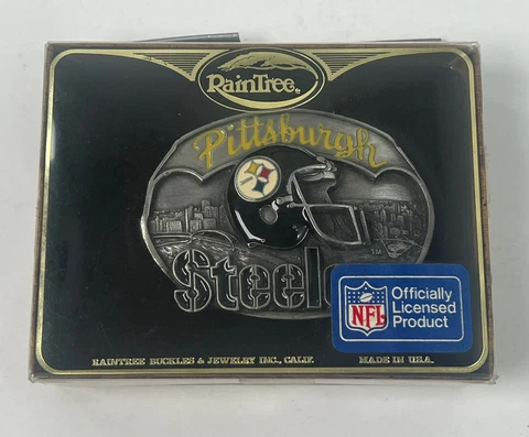 Vintage Pittsburgh Steelers Raintree Brass Belt Buckle Cover