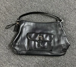 Coach Charlie Black Leather Hobo Purse F29881 Front Kangaroo Pocket Handbag Bag - Picture 1 of 7