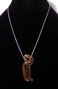 UNIQUE ART  COPPER PENDANT / SILVER PLATE NECKLACE   j88cr kx HG40 - Picture 1 of 8