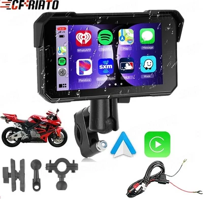 CFRIATO 5" Motorcycle Carplay Screen Stereo Bluetooth Wireless Apple CarPlay AndroidAuto