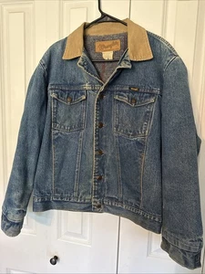 Vintage Wrangler Authentic Western Trucker Blanket Lined Denim Jacket Size 40 - Picture 1 of 8