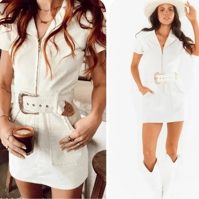 Mini Vestido Show Me Your Mumu REVOLVE Outlaw Pana Crema Informal Talla Grande Foto 1 de 4