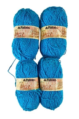 Lote de 4 hilos superiores de algodón Patons azul turquesa nuevos 50 gramos 1,75 oz #6446 Foto 1 de 3