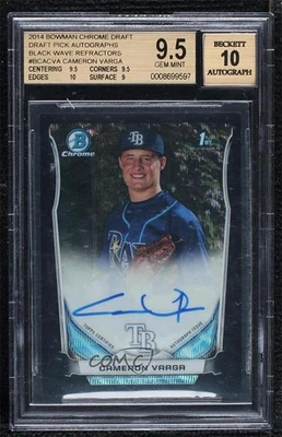 2014 Bowman Draft Black Wave Refractor /15 Cameron Varga BGS 9.5 GEM MINT Auto - Image 1 of 2
