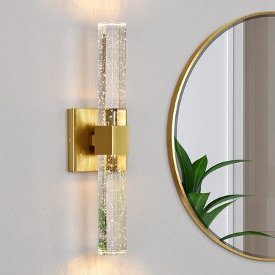 Aplique de baño Iluminación de pared - Aplique de pared dorado moderno Lámpara de pared de cristal 30... Foto 1 de 4