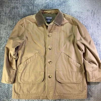 Lands End Men Tan Barn Chore Field Jacket L Regular Cotton Corduroy Collar Lined - Image 1 of 4