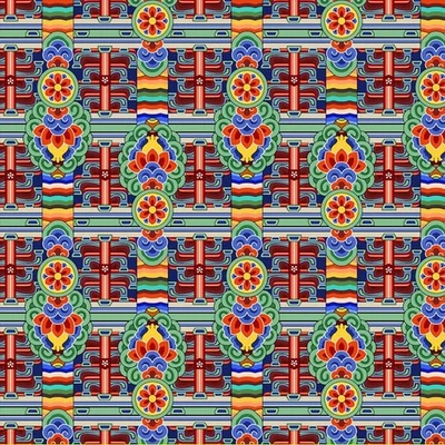 Tela estampada tradicional coreana del Palacio Real Dancheong hecha en Corea BTHY Foto 1 de 4