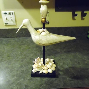 Sandpiper and sea shell candle holder 14"by expo inc. beach decor - Picture 1 of 7