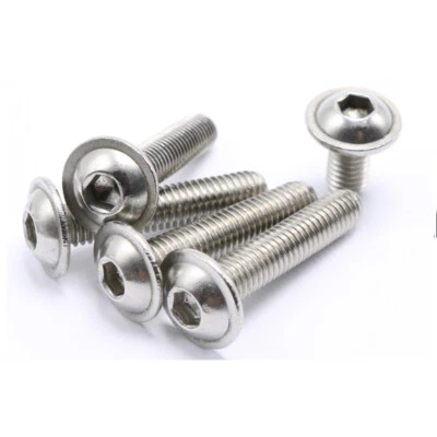QUARKMRO M3 M4 M5 M6 Hex Socket Bolt Button Flanged Washer Head Screw 304 Stainless Steel