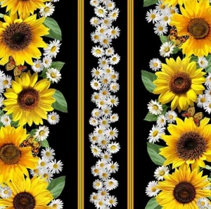 BOLT END 34 INCHES Timeless Treasures Advice From A Sunflower Stripe Fabric - Picture 1 of 3