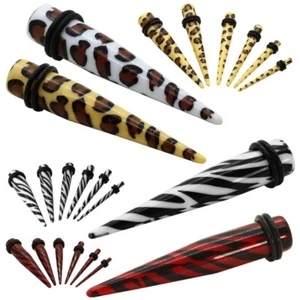Juego de varilla de estiramiento acrílico 3 - 10 mm o varilla de estiramiento leopardo cebra estirador túnel piercing - Imagen 1 de 6