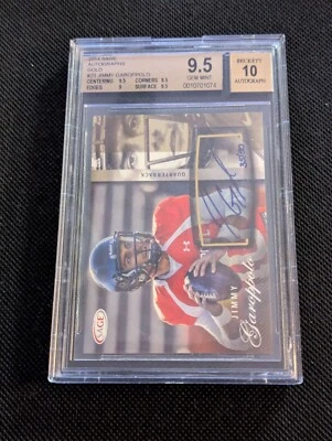 Tarjeta de autógrafo de novato Sage Jimmy Garoppolo Gold 2014/50 BGS 9,5 1/1 grado 9,5 Foto 1 de 4