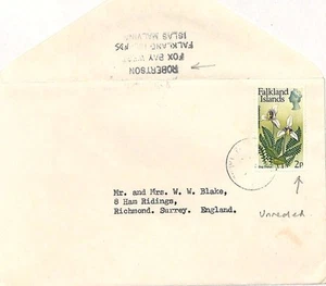 FALKLAND ISLANDS Commercial FLOWERS 2p Rate Cover Surrey FARMING 1976 SS160 - Picture 1 of 3