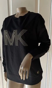 MICHAEL KORS Women's Sweatshirt Crew Neck Size S Black Bling NWT - Picture 1 of 17