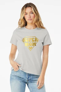 Super Mom Damen T-Shirt Gold Bedruckt - Bild 1 von 5