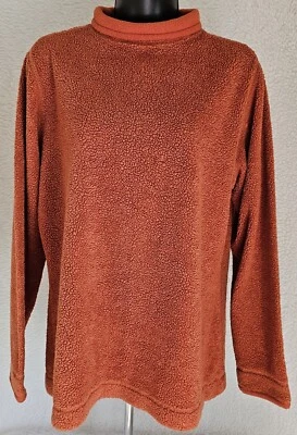 LL Bean Womens Shirt Top Blouse Size M Medium Orangish Red Rust Fleece - Image 1 of 4