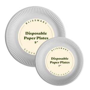 Disposable White Paper Plates 7” 9” BBQ, Party Round Plates Wedding Catering - Picture 1 of 7