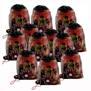 12X MARVEL AVENGERS Niños Bolso de Cordón Mochila CUMPLEAÑOS FIESTA FAVORES LOTE - Imagen 1 de 7