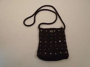 THE SAK Brown Crossbody woven with beads Bag Purse Shoulder strap Zipper close - Picture 1 of 3