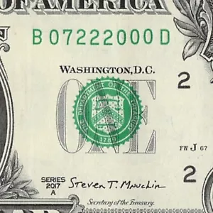 JULY 22 2000 Birthday Fancy Serial Number Date Note One Dollar Bill 07 22 2000 - Picture 1 of 11