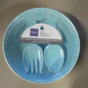 Better Homes and Garden 3 piece Serving Salad Pasta Bowl Teal Melamine NEW - Picture 1 of 2