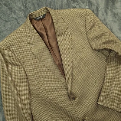 Abrigo deportivo Jos A Bank para hombre 44R marrón tostado seda lana pata de gallo chaqueta de dos botones Foto 1 de 4