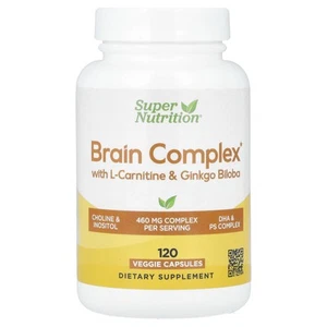 2 X Super Nutrition, Brain Complex with L-Carnitine & Ginkgo Biloba, 120 Veggie - Picture 1 of 3