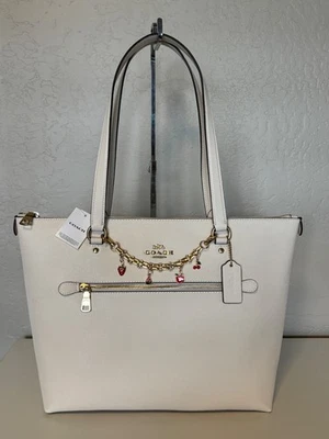 NWT Coach Gallery Leather Zip Tote Bag F79608 Chalk White Gold - Image 1 of 4
