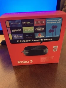 ROKU 3 HD Media Streamer | Black w/ Remote, HDMI & AC Cord / Ear Buds - Complete - Picture 1 of 13