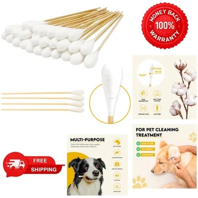 6-Inch Eco-Friendly Pet Ear Cleaning Q-Tips | Organic Bamboo & Cotton | 100-Pack - Image 1 of 4