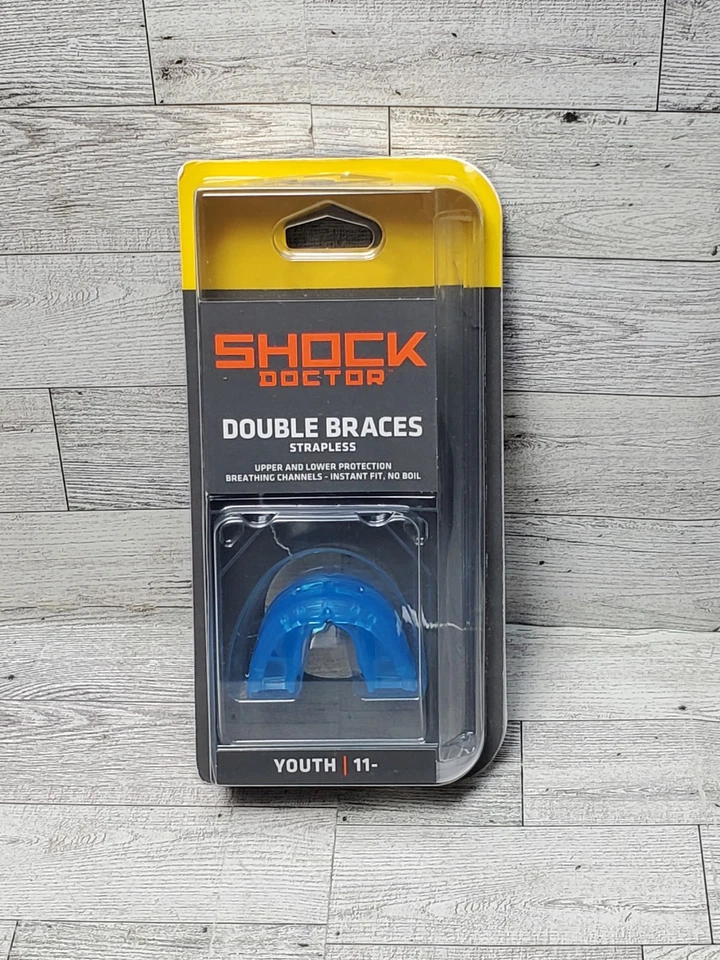 Shock Doctor Braces Strapless Mouthguard, Upper & Lower Protection, Youth, Blue - Image 1 of 2