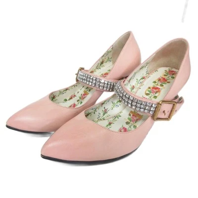 Gucci 4939 насосы розовый кожаный цветочный стельки без коробки отличном б/у США 7,0 - Изображение 1 из 4