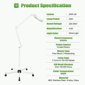 8X Dioptrien LED Lupenleuchte Lupenlampe Kaltlicht Kosmetik Lupe mit Stativ Neu - Bild 1 von 16
