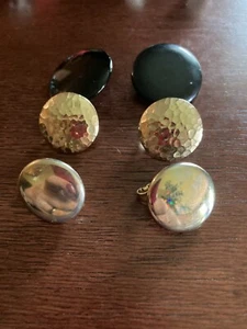 3 Paar Knopf Ohrringe goldfarben, silberfarben und schwarz - Bild 1 von 5