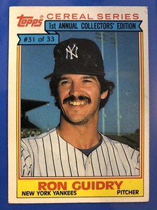 1984 Topps Baseball Cereal Series #31 Ron Guidry New York Yankees