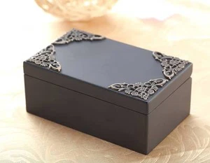 Black Vintage Rectangle Music Box : UNCHAINED MELODY  - Picture 1 of 3