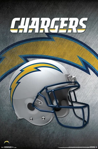 LOS ANGELES CHARGERS Official Team Logo Helmet Design NFL 22x34 Wall POSTER Cover
