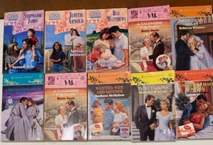 Lot of 10 Harlequin Romance Children's kid Baby Themed Paperback Books Vintage - Picture 1 of 3