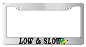 Chrome License Plate Frame LOW & SLOW (JDM) Auto Accessory LOGO - Picture 1 of 1
