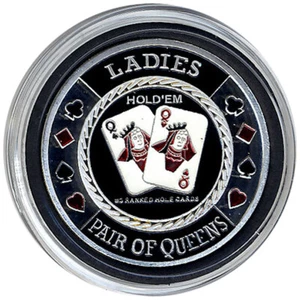 Card Guard - Ladies Pair Of Queens SILVER Poker Protector * - Picture 1 of 2