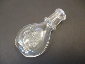 Antique Vintage Blown Glass Bottle 2.75" Clear Glass Star of David MO - Picture 1 of 6