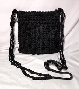 Vintage Boho Americana by Sharif schwarze gehäkelte Handtasche Umhängetasche Korea - Bild 1 von 12