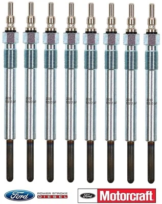 1994–2003 7.3L Powerstroke Glow Plugs Set 8 OEM Motorcraft ZD-30 / MC3Z-12A342-F - Image 1 of 4