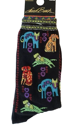 Calcetines Laurel Burch Crew diseño gatos y perros M/L LB-1086 retratos de perros raros Foto 1 de 4